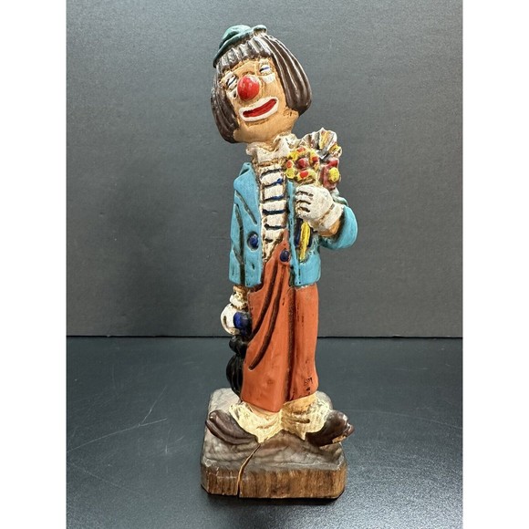 Vintage Wooden Made In Spain Clown